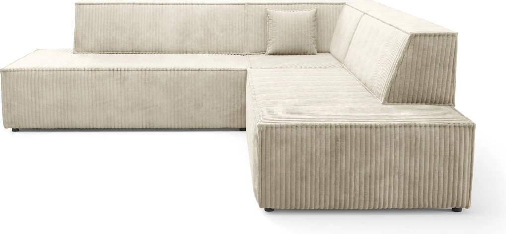 Masseno Narożnik TESSO z funkcją spania i pojemnikiem na pościel Narozniki L, Rozkładana sofa - Kremowy, TILIA 03