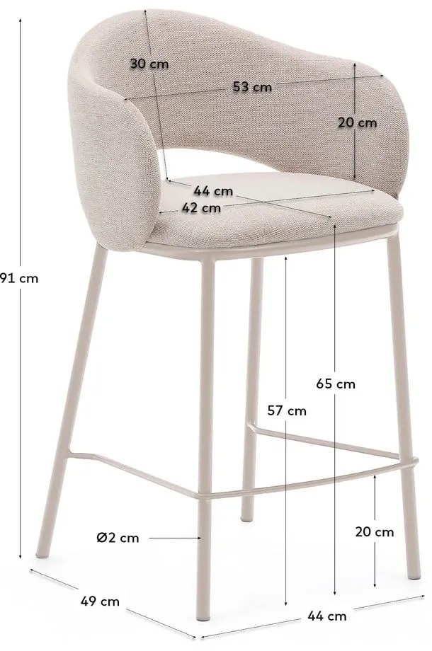 Kremowy hoker (wysokość siedziska 65 cm) Maina – Kave Home