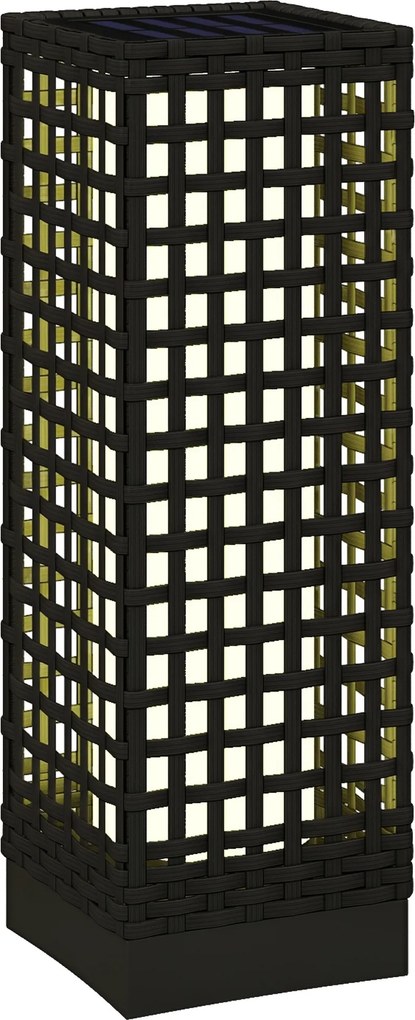 Outsunny Lampa Solarna Ogrodowa Rattan Wodoodporna z Czujnikiem Światła Stal Czarny 155x155x46cm | Aosom PL