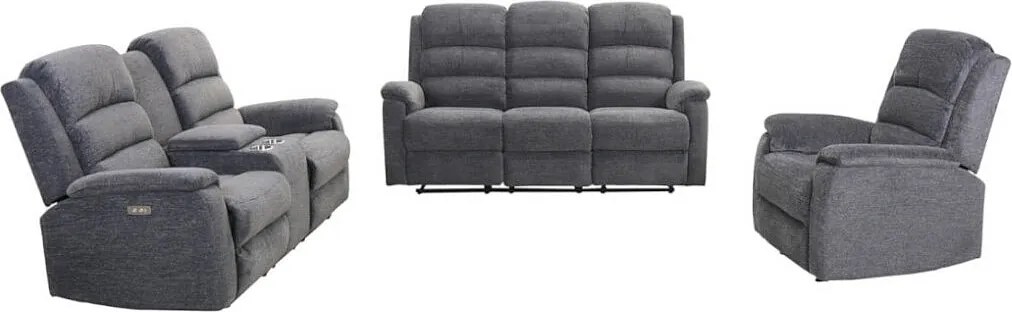 Kanapa 3+2+1 z tkaniny z elektryczną funkcją relax NEVERS - Szara