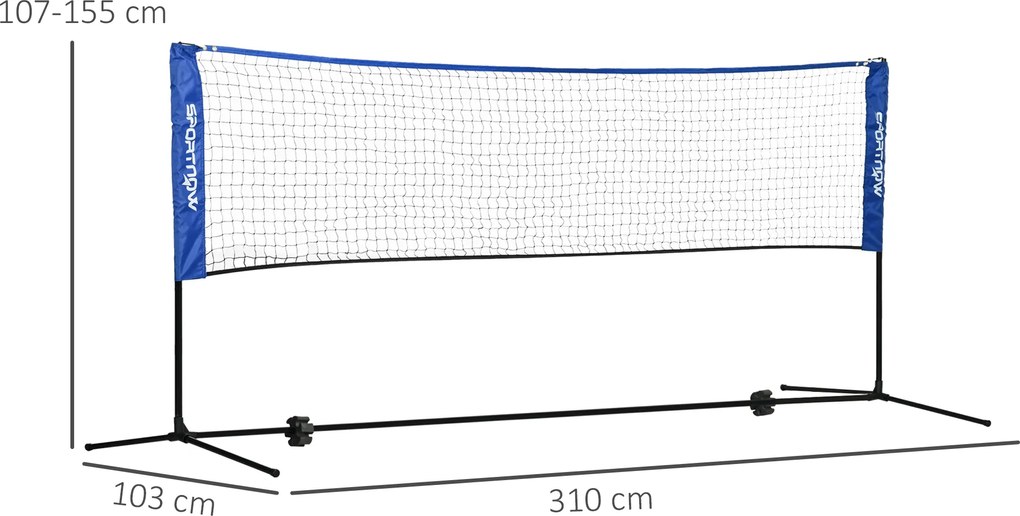 SPORTNOW zestaw siatki do badmintona składana siatka tenisowa regulowana niebieska z torbą transportową | Aosom PL