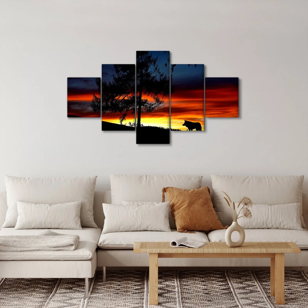 Obraz - Sylwetka wilka (125x70 cm)
