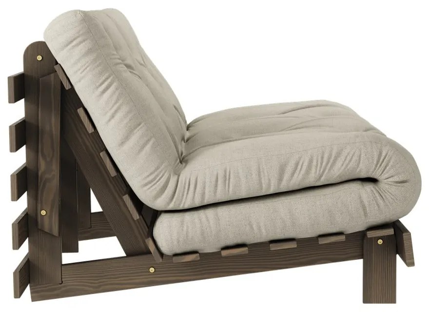 Beżowa lniana rozkładana sofa 140 cm Roots – Karup Design