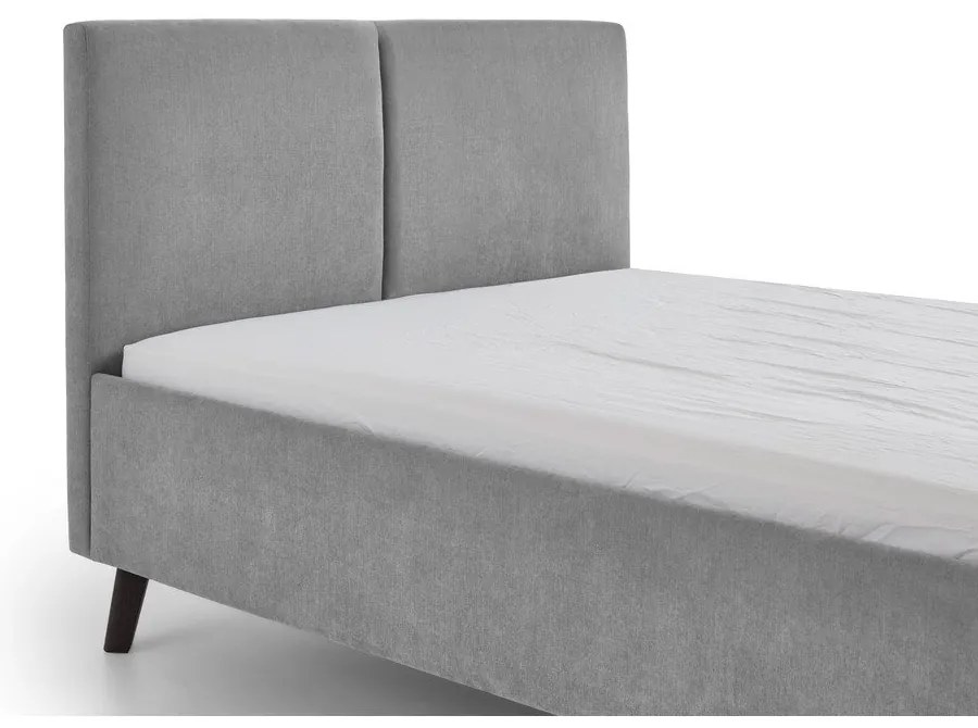 Szare tapicerowane łóżko dwuosobowe ze stelażem 140x200 cm Piano – Meise Möbel