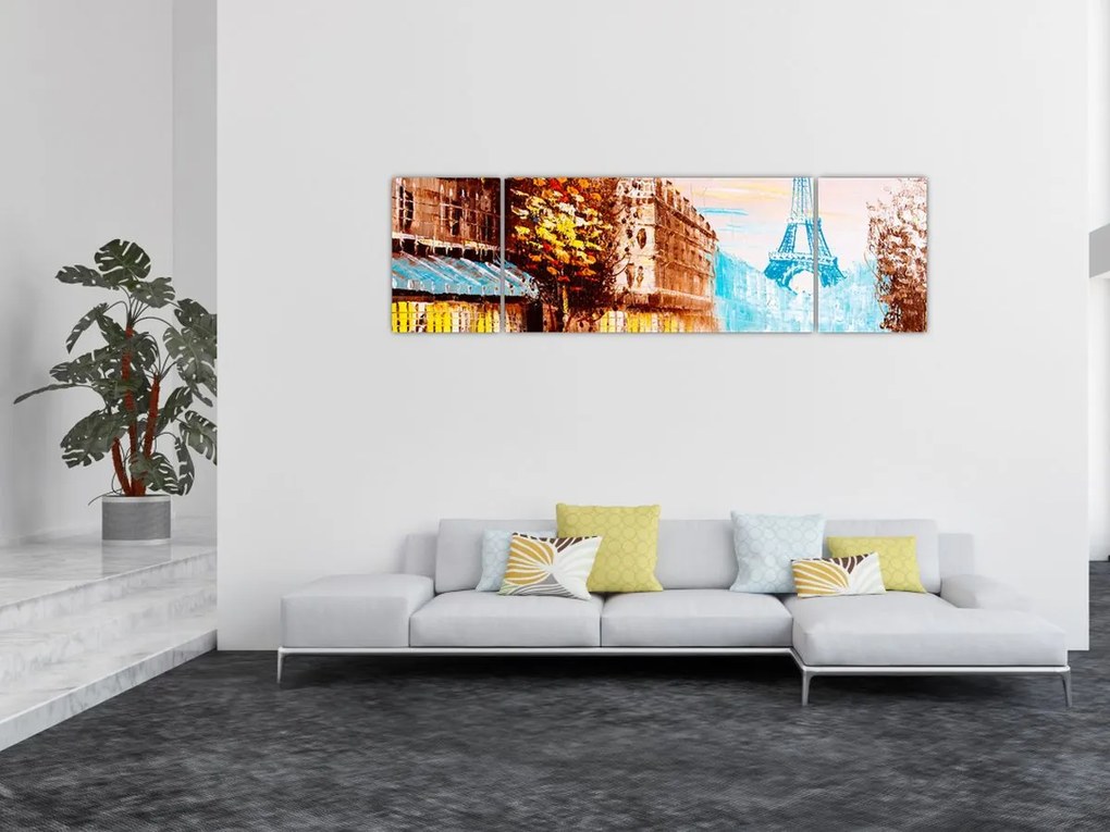 Obraz - Deszczowa pogoda i wieża Eiffla (170x50 cm)