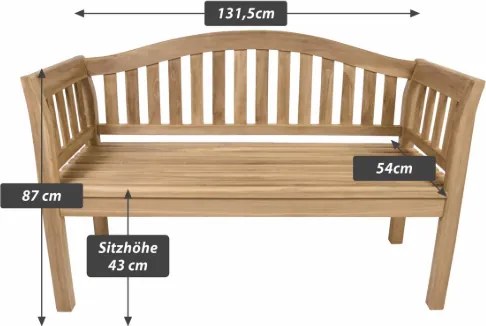 Ławka ogrodowa z drewna teakowego 2-osobowa, ręcznie robiona