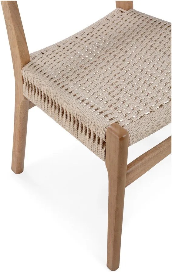 Krzesła zestaw 2 szt. z litego drewna kauczukowego w naturalnym kolorze Biel – MOME