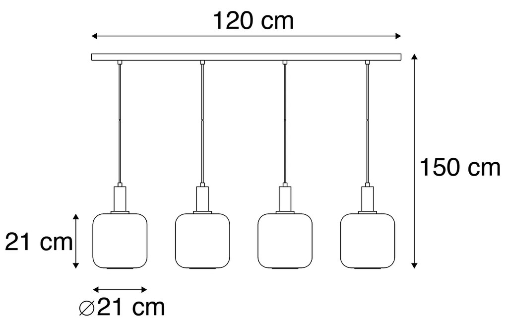 Lampa wisząca czarna ze złotem i dymionym szkłem w komplecie z 4 żarówkami PUCC - ZuzannaDesignerski Oswietlenie wewnetrzne