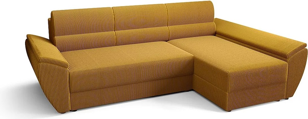 BEDANTE Narożnik L REBI L3 Poso 01 Prawostronny z funkcją spania, odcień piaskowy, kształt L, sofa z pojemnikiem, skrzynia na pościel