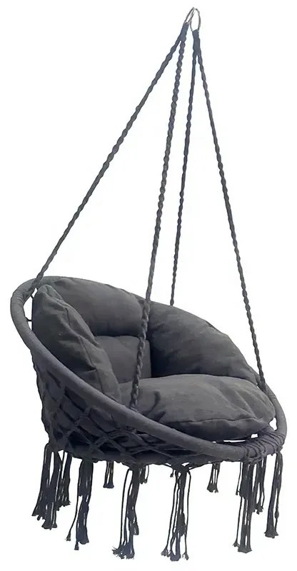Krzesło Brazylijskie fotel wiszący Magia Wypoczynku w Stylu Boho  B-3101C Czarny
