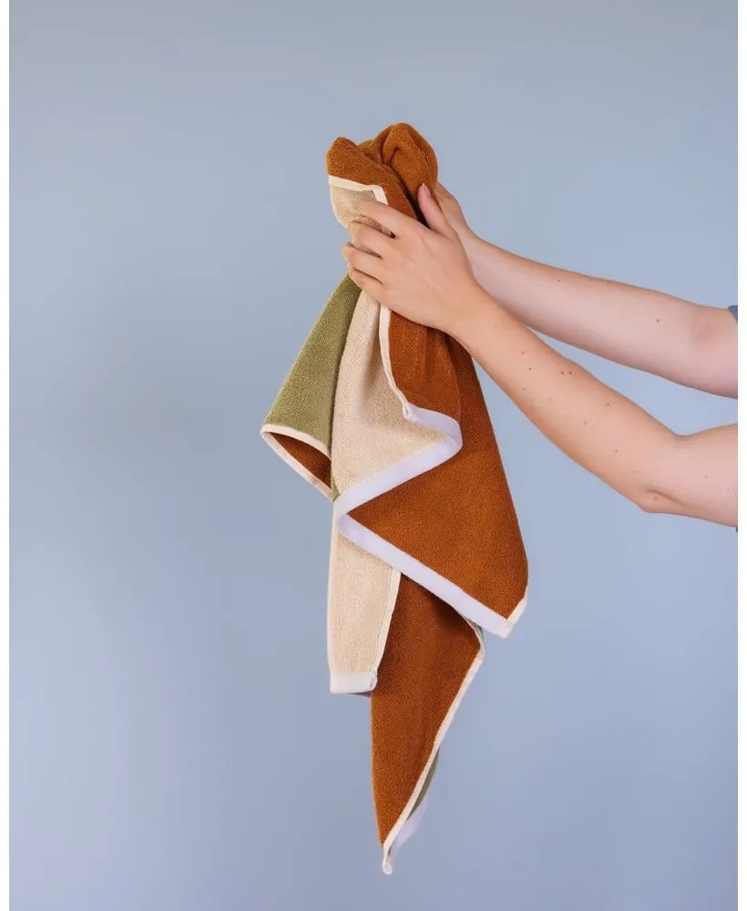Brązowy bawełniany ręcznik frotte 50x100 cm Block – Hübsch