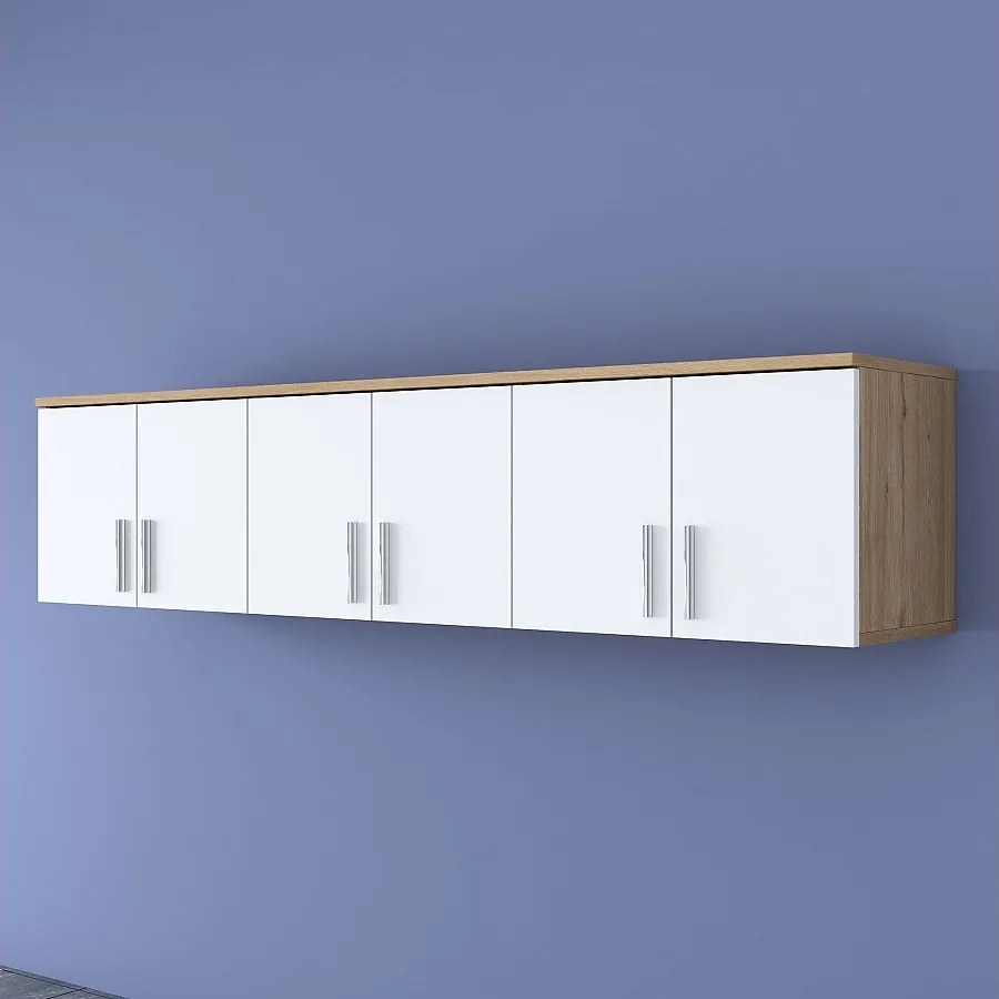 Półka ścienna – 180 x 41,4 x 37,5 cm – Orzech i biel – Płyta wiórowa