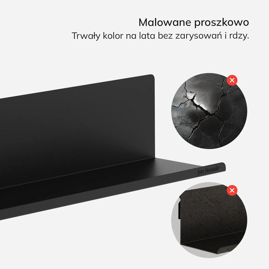 Półka wisząca JOANNE 1200 mm, czarna