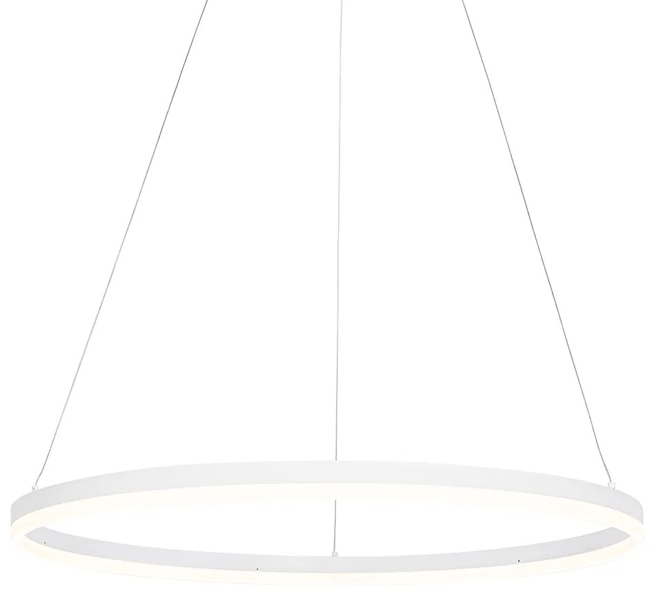 Designerska lampa wisząca biała 80 cm z wbudowanym LEDem o 3-stopniowej regulacji jasności - Anello Nowoczesny Oswietlenie wewnetrzne