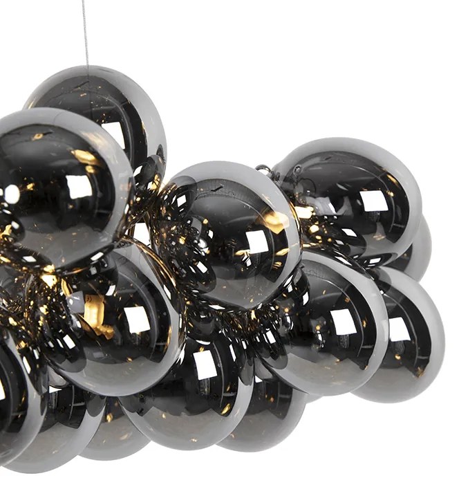 Designerska lampa wisząca czarna z dymionym szkłem 8-świateł - UvasDesignerski Oswietlenie wewnetrzne
