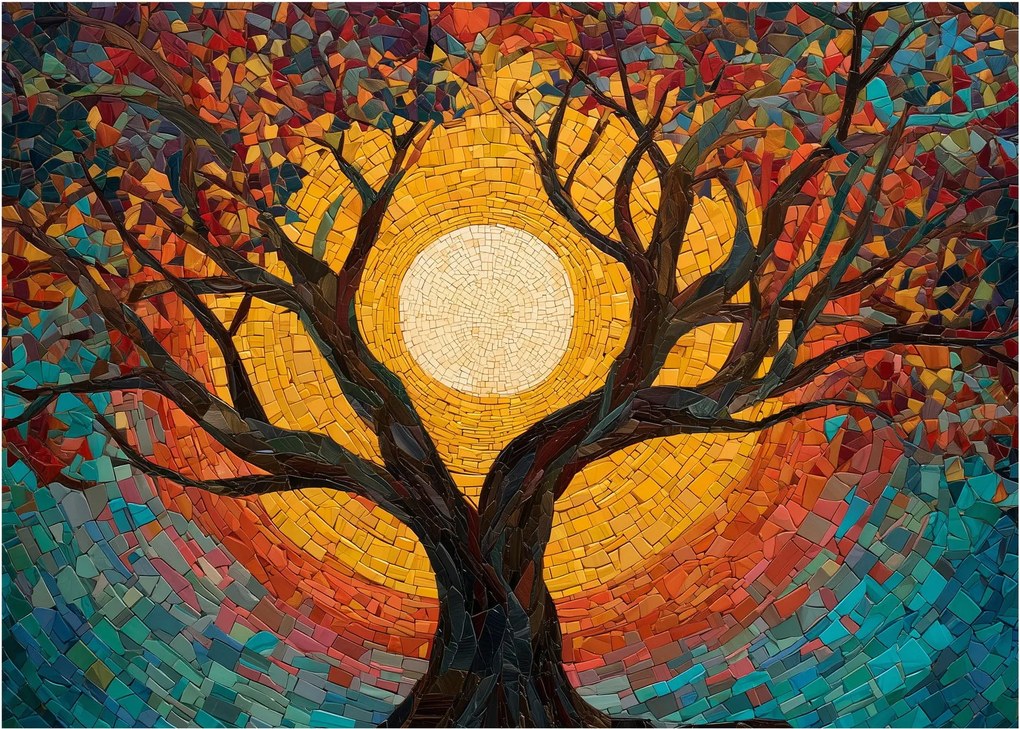 Obraz - Słońce w koronie drzewa życia (70x50 cm)