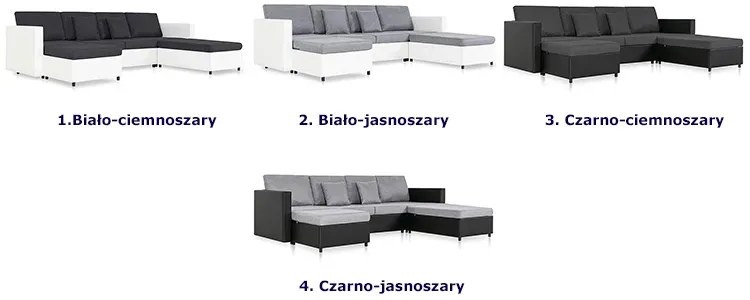 4-osobowa rozkładana czarna sofa z ciemnoszarymi poduszkami - Arbre 4Q