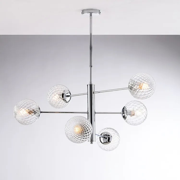 Lampa wisząca Demetra z polerowanego chromowanego żelaza, 6 świateł X 97 Ø73 BL279-6-CR
