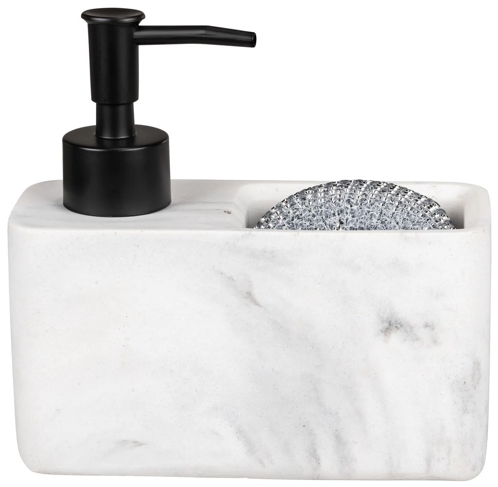 Dozownik płynu do naczyń RESA MARBLE z przegrodą na gąbkę, WENKO