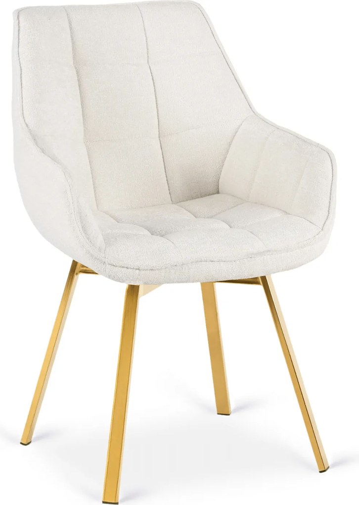 Krzesło Tapicerowane Obrotowe MIA Kremowe do Toaletki Boucle Nowoczesne