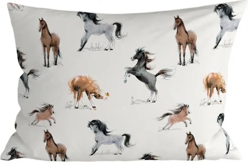 Zestaw 2 szt. dekoracyjnych poszewek na poduszkę HORSE DREAM 40x60 cm, biała