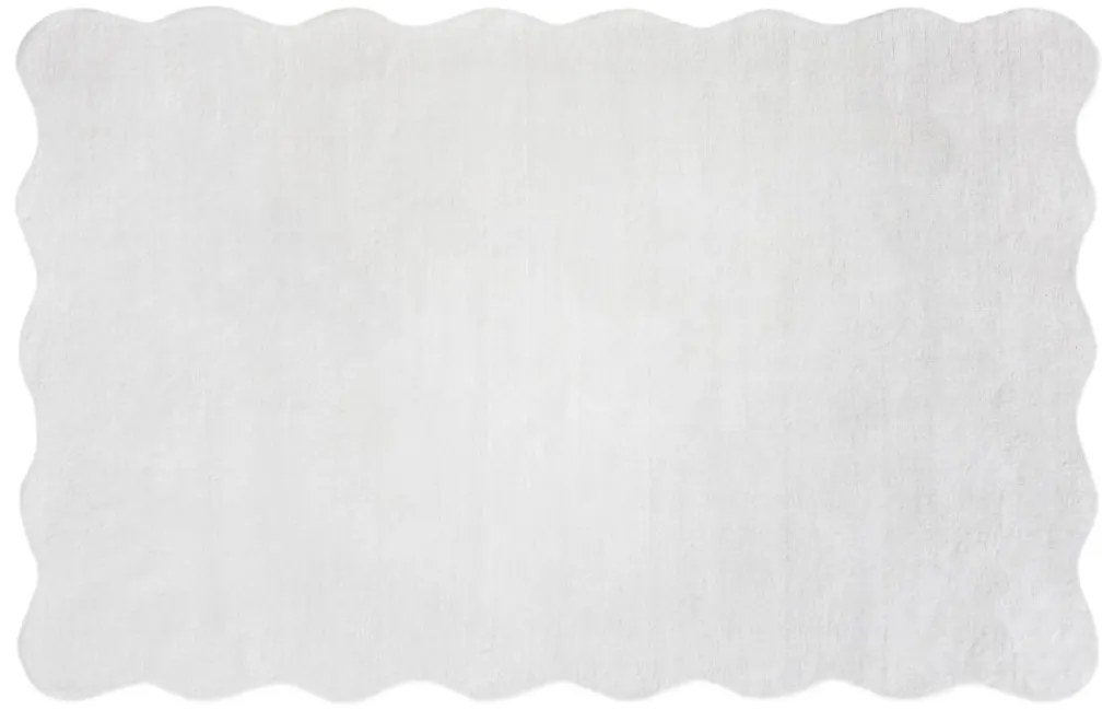 Dywan z falowanym brzegiem ręcznie tuftowany 100% wełny - 160 x 230 cm - Kość słoniowa - PRISMELA