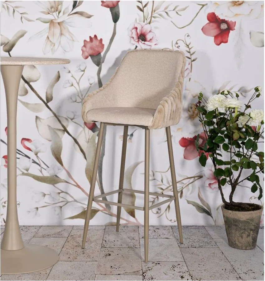 Kremowe tapicerowane hokery zestaw z podłokietnikami 2 szt. (wysokość siedziska 78 cm) Alaska – Mauro Ferretti