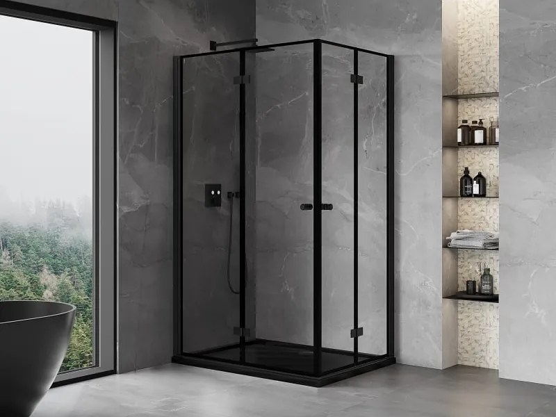 Mexen Mist-F Duo kabina prysznicowa składana lewa 110 x 90 cm, czarna ramka, czarna - 8A6-110L-090P-70-70