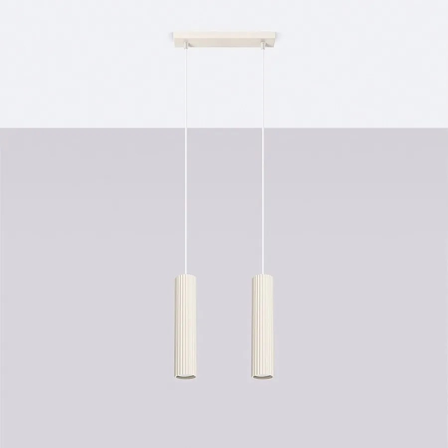 Lampa wisząca minimalistyczny Gloow, aluminium - 2 źródło światła 4000K - L.30 x H.90 cm - beżowy