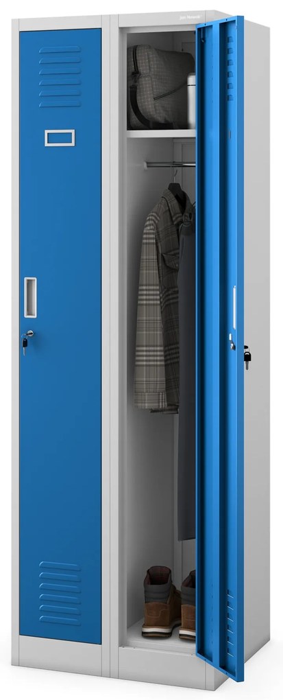 Szafka pracownicza ubraniowa wąska niebieska, 600x1800x500 mm: KACPER II