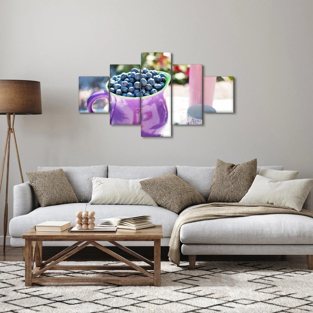 Obraz - jagody w filiżance (125x70 cm)