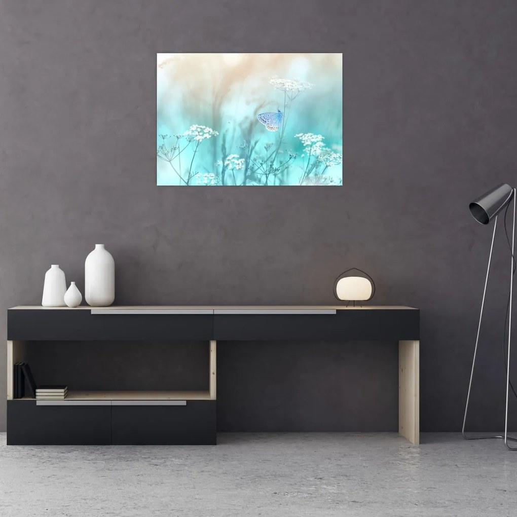 Obraz - Motyl w niebieskim (70x50 cm)
