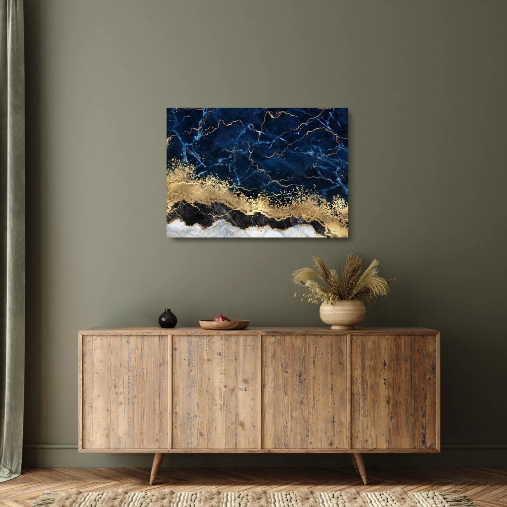 Obraz na szkle - Ciemnoniebieski marmur (70x50 cm)
