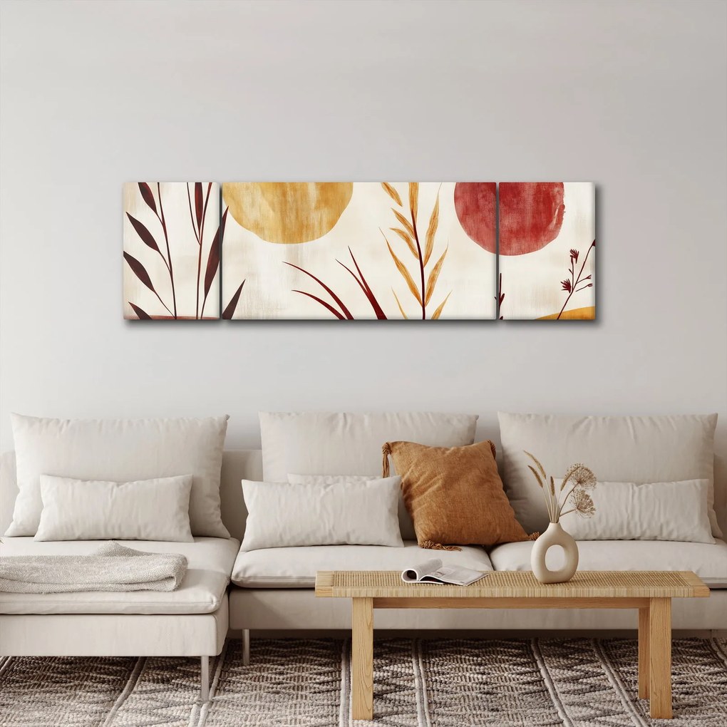 Obraz - Rośliny i okręgi (170x50 cm)
