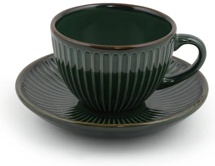Ciemnozielone ceramiczne filiżanki zestaw 6 szt. 0.21 l – Hermia