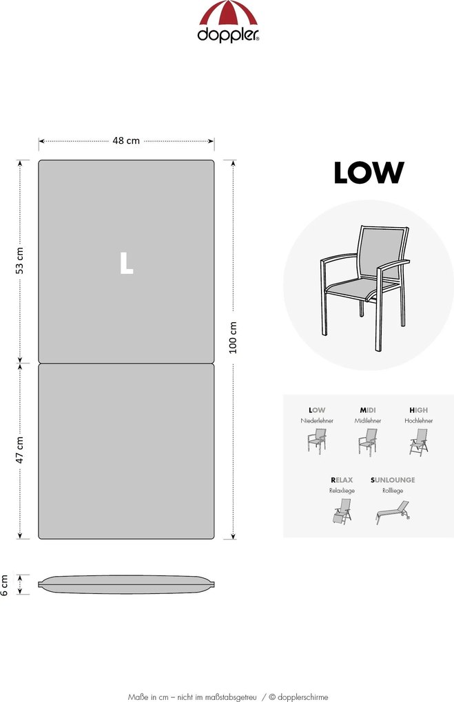 Doppler ELEGANT 2428 - niska poduszka na krzesło z niskim oparciem