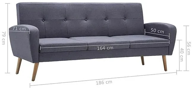 Trzyosobowa sofa pikowana jasnoszara Voso 5X