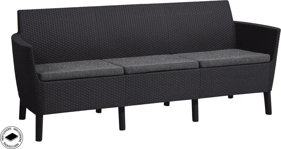 Zestaw polrattanowy ogrodowy SALEMO 3 osobowy - grafit