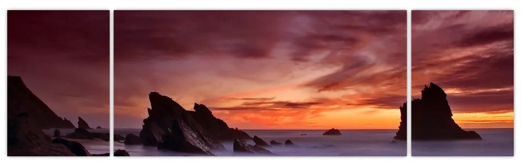 Obraz zachodu słońca na wybrzeżu (170x50 cm)