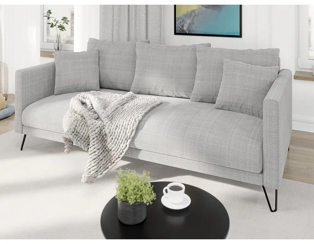 Jasnoszara sofa z tkaniny szenilowej 200 cm Freya – Ropez