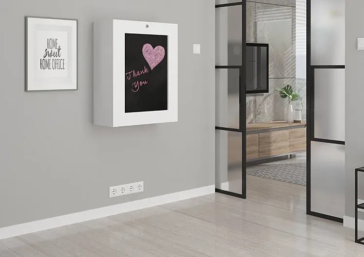 Białe składane biurko ścienne z tablicą F9-B91