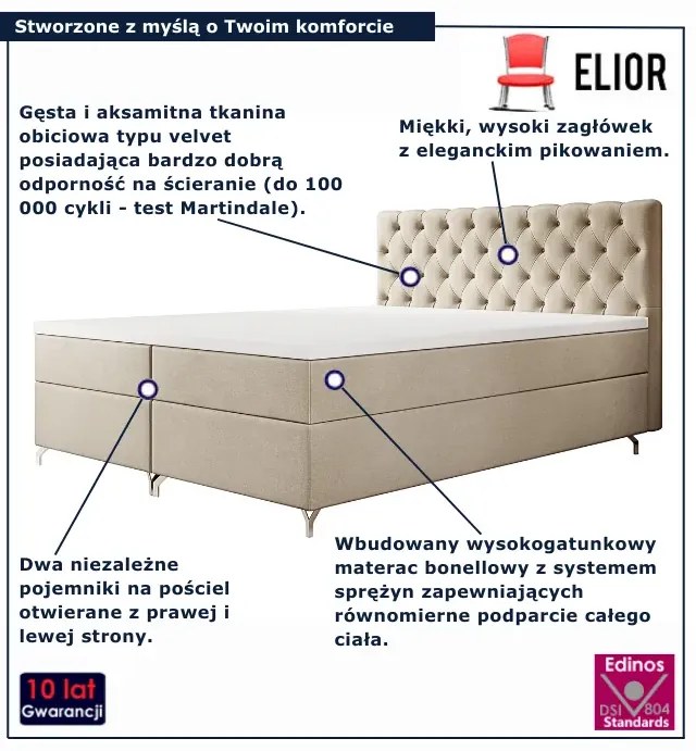 Beżowe pikowane łózko kontynentalne 4 rozmiary L5-R47