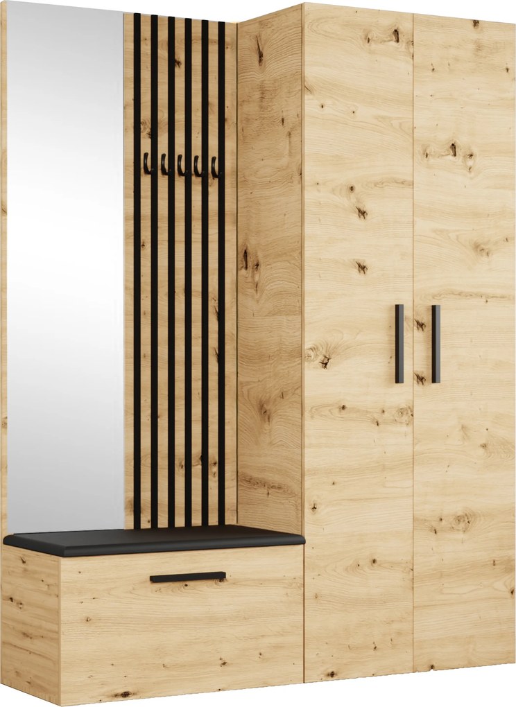 Masseno Garderoba MODULO 160,6/204/40 cm do Przedpokoju Nowoczesna Dąb Artisan