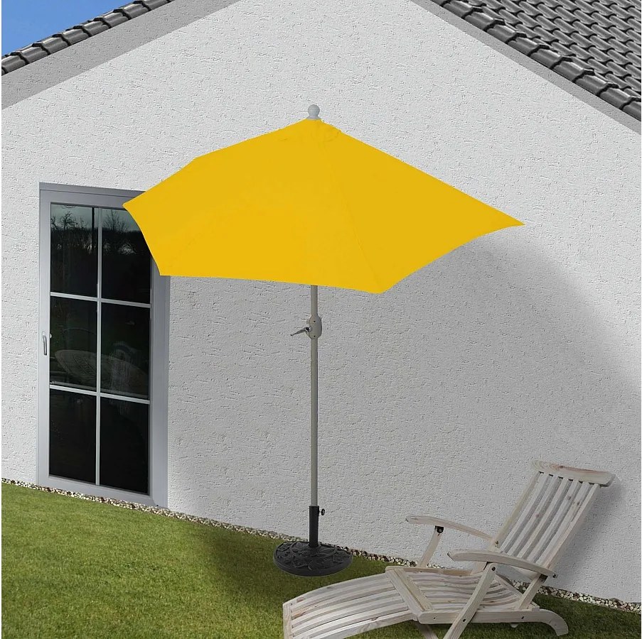 Parasol Lorca I półokrągły UV 50+,  270cm żółty ze stojakiem