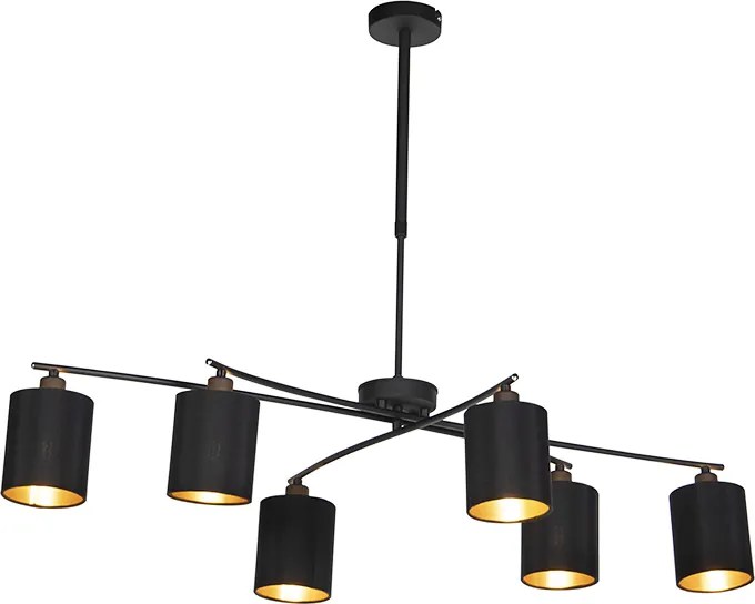 Inteligentna lampa wisząca czarna regulowana w komplecie z 6 żarówkami Wi-Fi B35 - Lofty