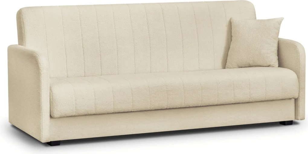 Sofa z Funkcją Spania PORTO Wersalka Dwuosobowa Rozkładana Jasnobeżowa Boucle Nowoczesna do Salonu