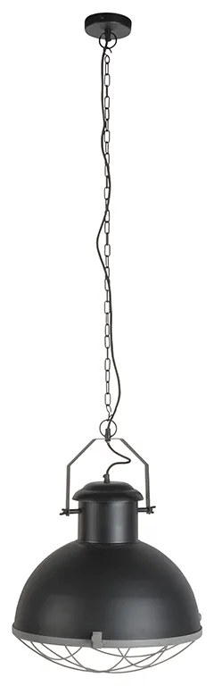 Przemysłowa lampa wisząca czarna z szarym - SilnikPrzemysłowy Oswietlenie wewnetrzne