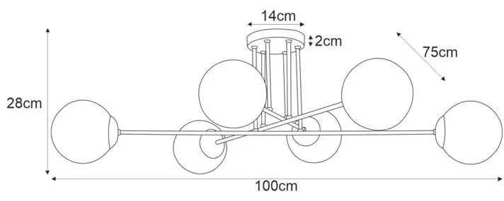 Biała sześciopunktowa elegancka lampa sufitowa - A494-Ixela