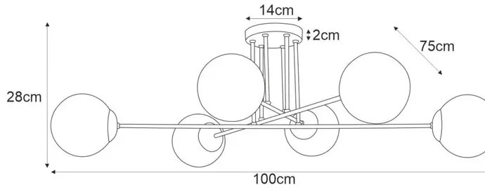 Biała sześciopunktowa elegancka lampa sufitowa - A494 R0-F30