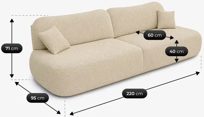 Sofa AVERIO Rozkładana Dwuosobowa Beżowa Boucle Nowoczesna